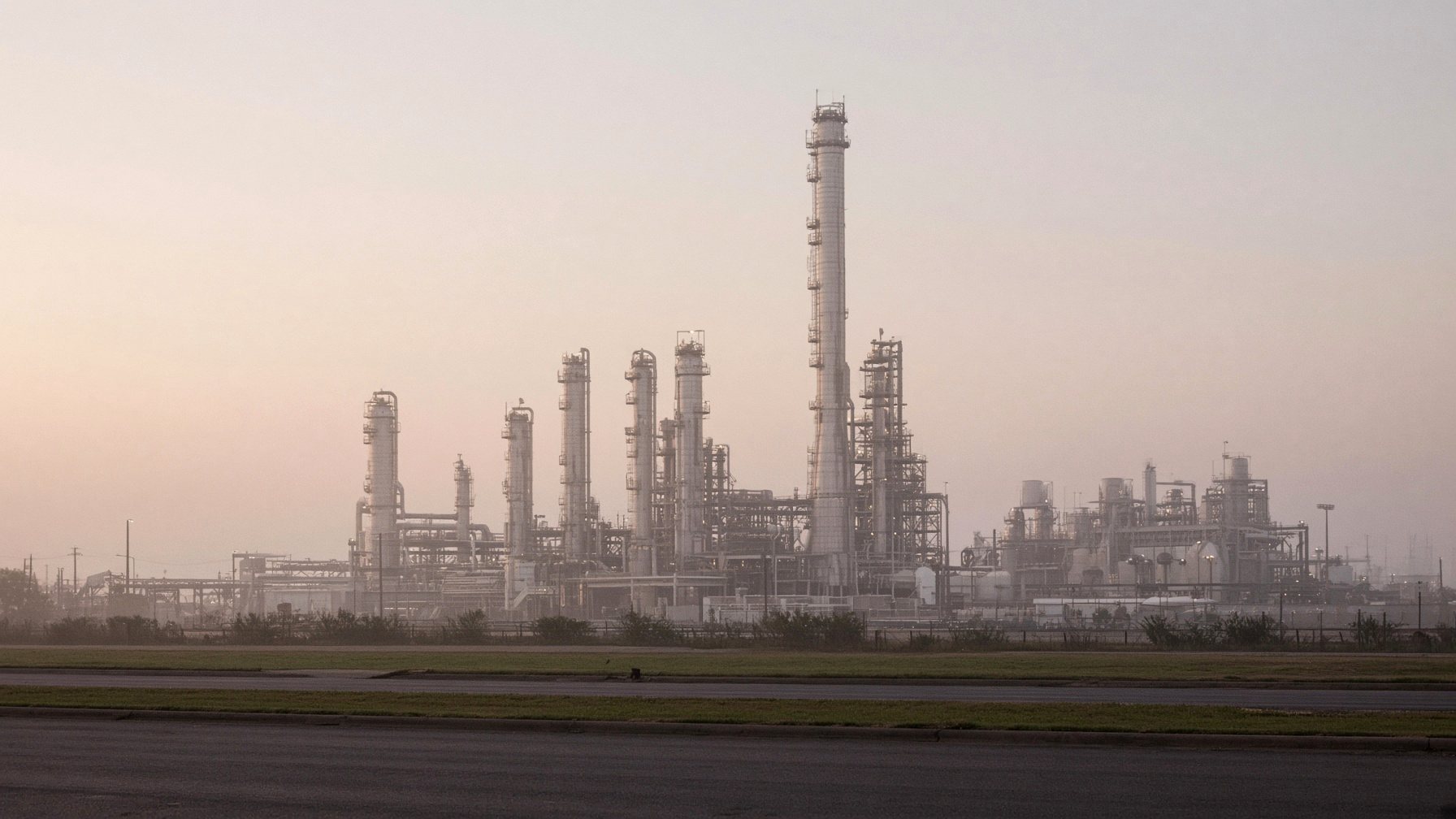 Distillation column at dawn