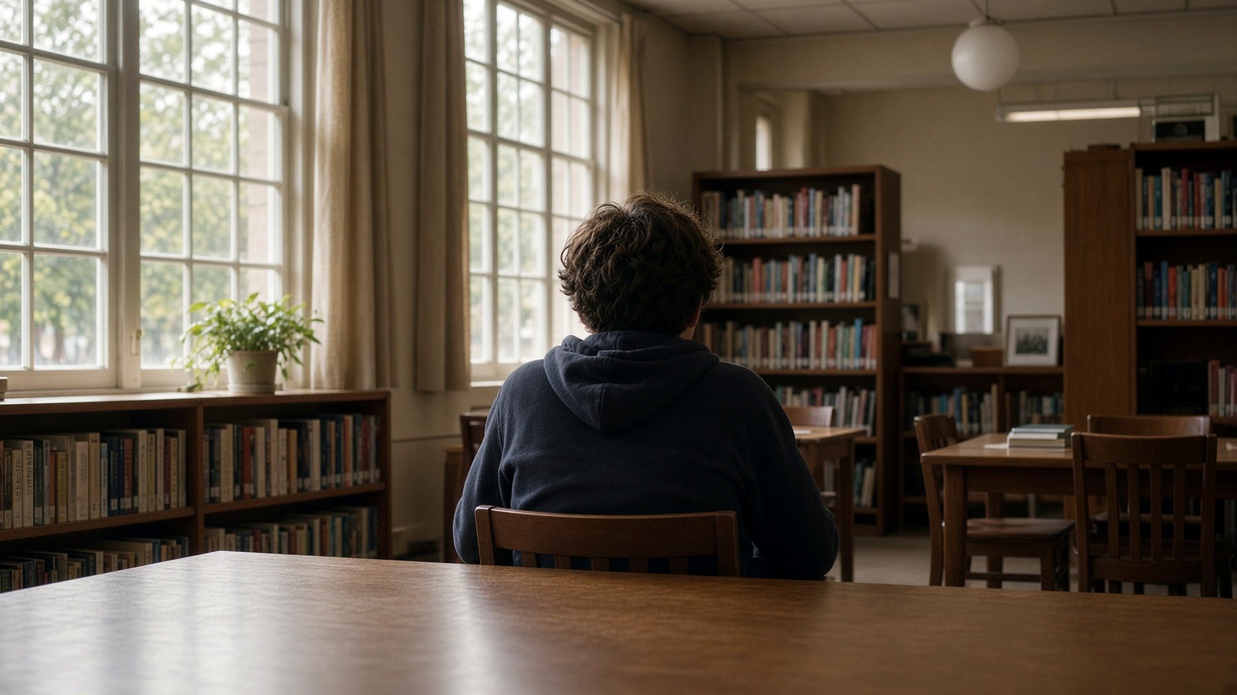 Library, child from behind