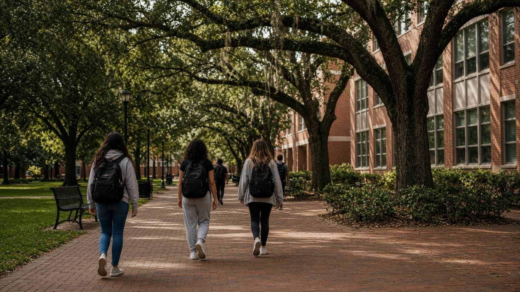 Campus, walking away
