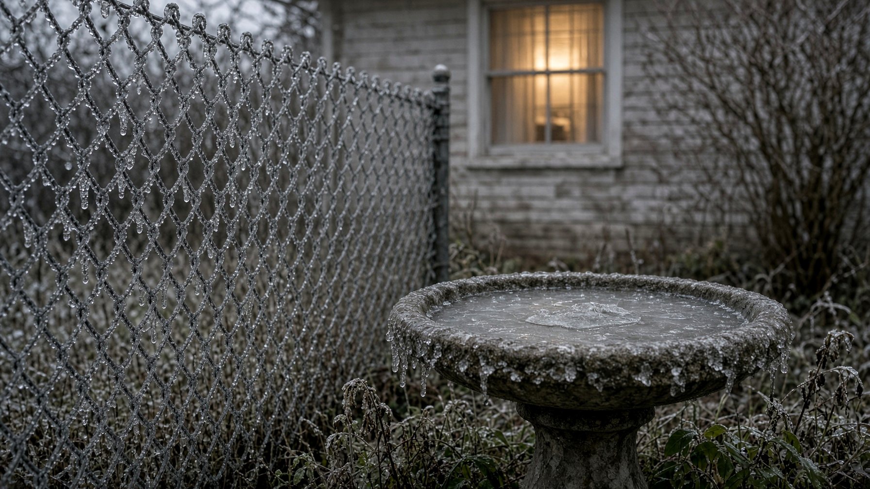 Ice on fence, winter
