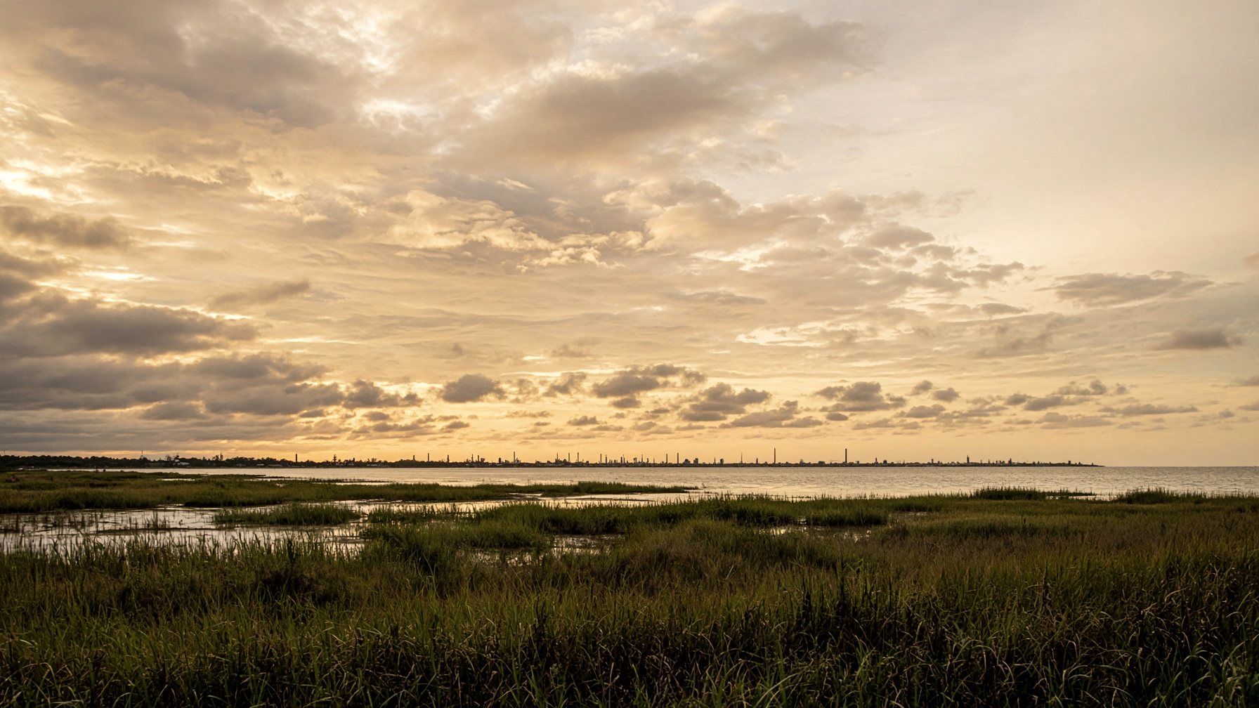 Marsh, working coast, big sky