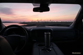 The commute home at sunrise