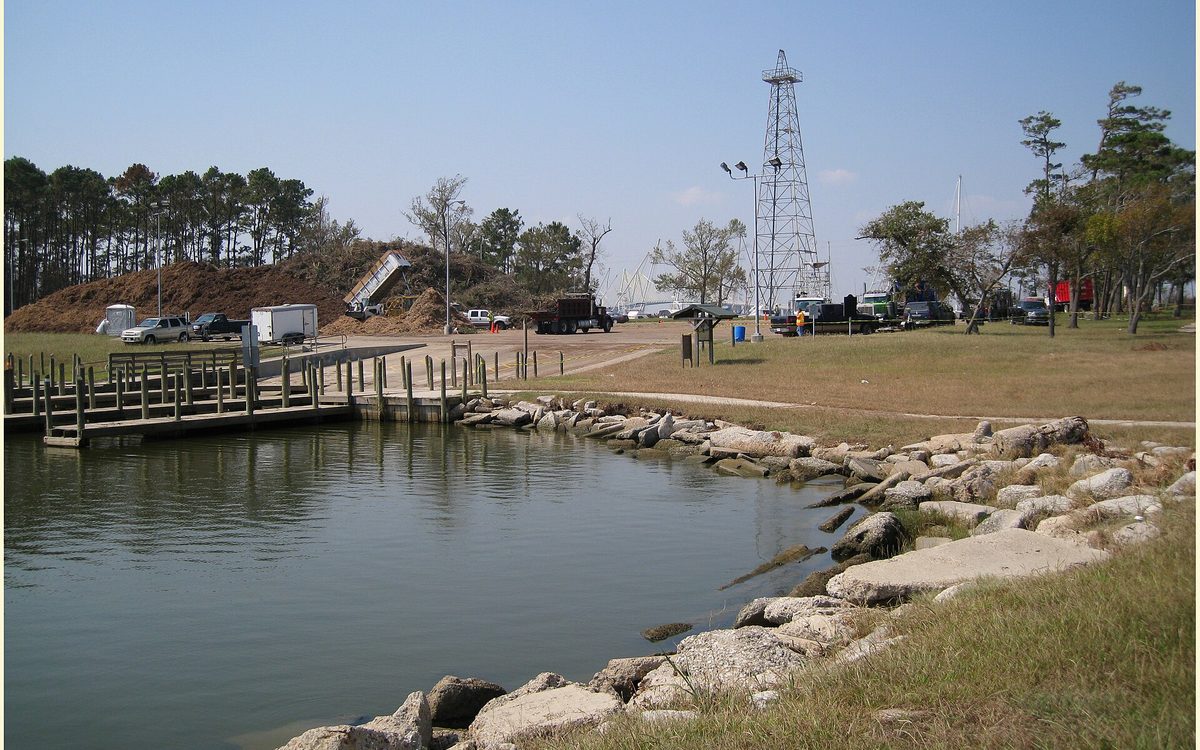 Bayland Park in Baytown, Texas was set up as a Bamaco station #6 for all the wood debris and ground into mulch after Hurricane Ike.
