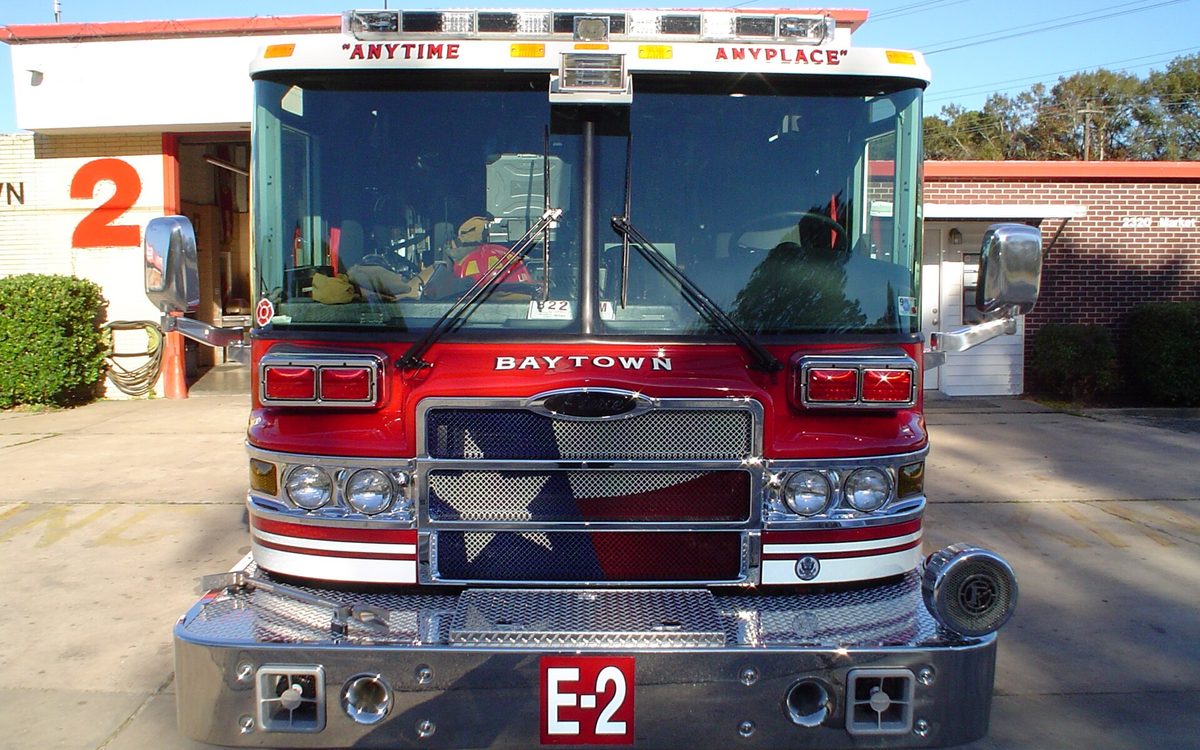 Baytown Fire Department Engine 2 at its station.