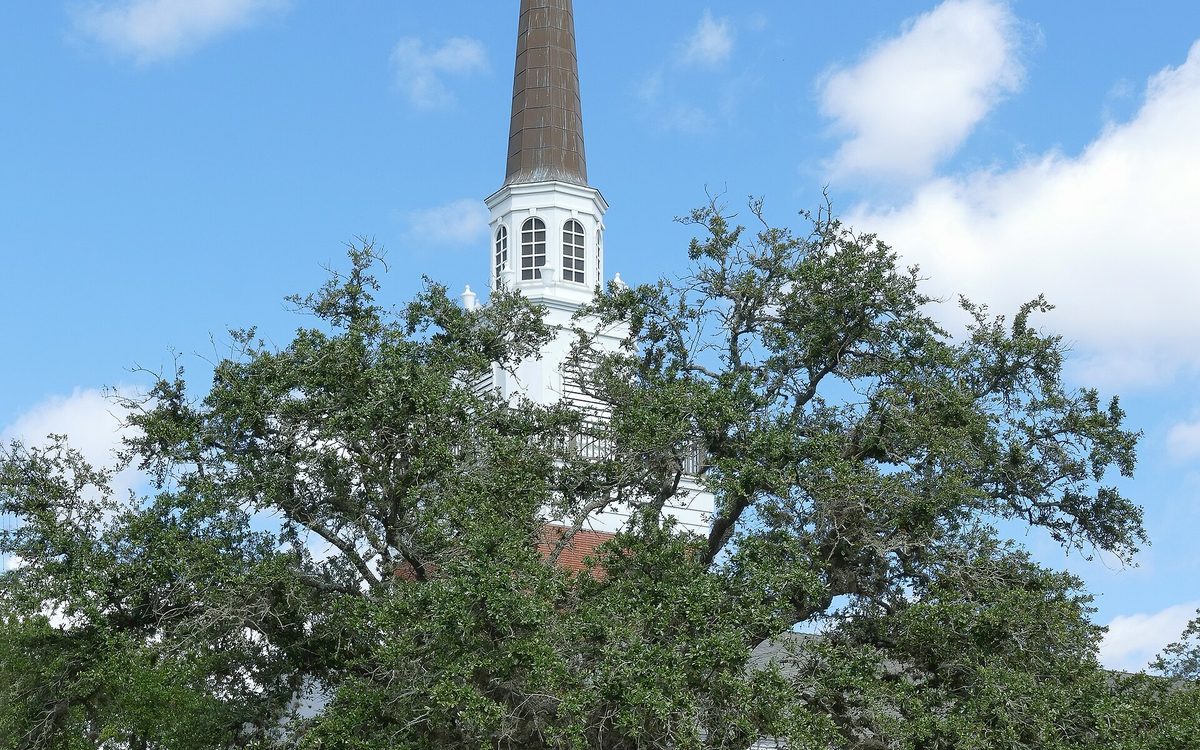 This congregation was organized in 1844 at the home of early settler Hance Baker, under the direction of the Rev. Robert Alexander, a noted Methodist missionary during Texas' frontier period. with twenty-seven members by its second meeting, the church held worship services in Baker's home until a log sanctuary was built near this site sometime after 1847.
The Rev. L. S. Friend served as first pastor of the church, which originally was called Alexander Chapel for its founder. The church building became a gathering place for the small Cedar Bayou community, and camp meetings were held on the grounds each summer.
In 1853, the only Sunday School in the district was held here, and the congregation's emphasis on Christian education has continued over the years. By the early 1900s the church had begun providing neighboring communities with Sunday School teachers and literature.

Cedar Bayou United Methodist Church continues to reflect the ideals and traditions of its founders. With historic ties to Texas' years an an independent republic and to the beginning of Methodism in the state, it remains a significant element in the area's heritage.