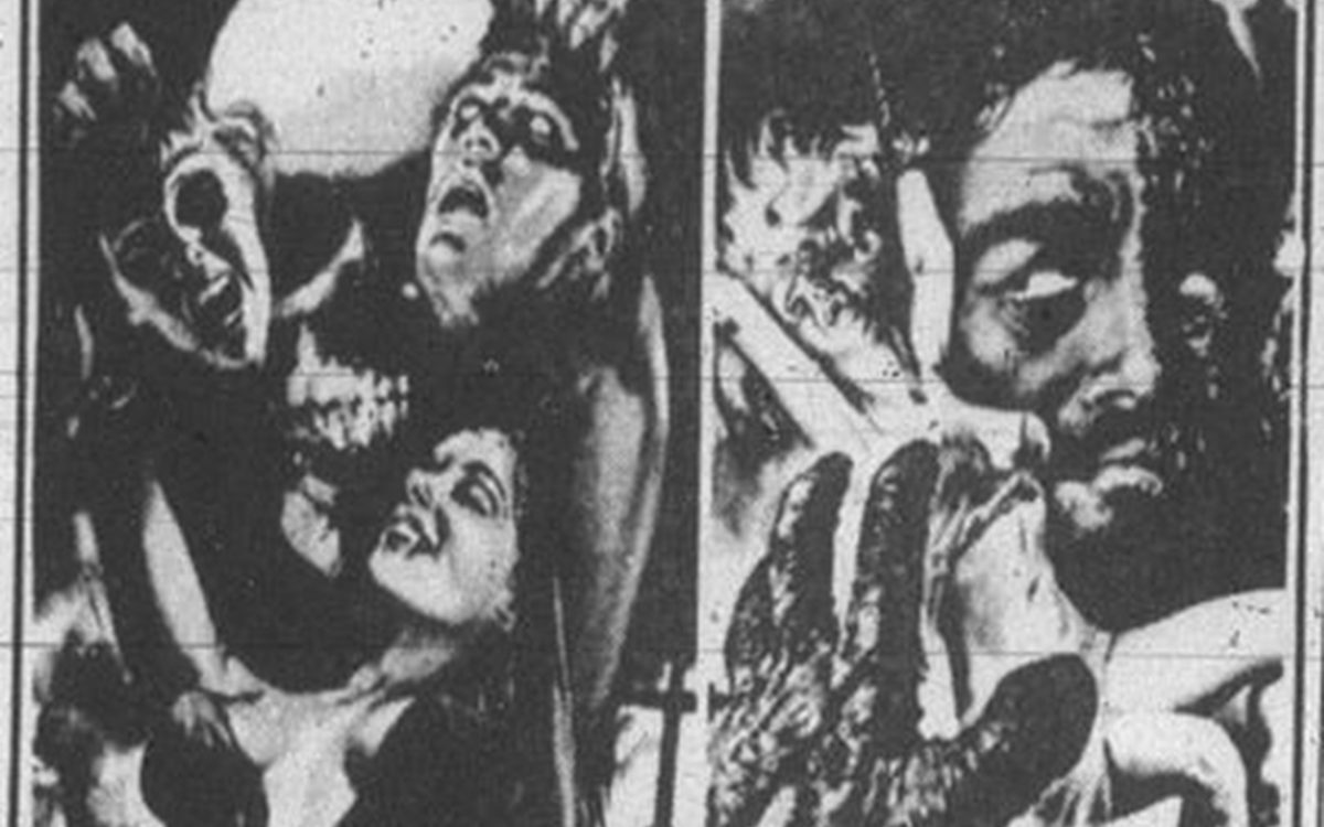 Decker Drive-In advertisement for the double-feature horror films The Velvet Vampire (1971) and Scream of the Demon Lover, which is the American title for the Italian/Spanish film Il castello dalle porte di fuoco (1970). From the 7 July 1971 The Baytown Sun.