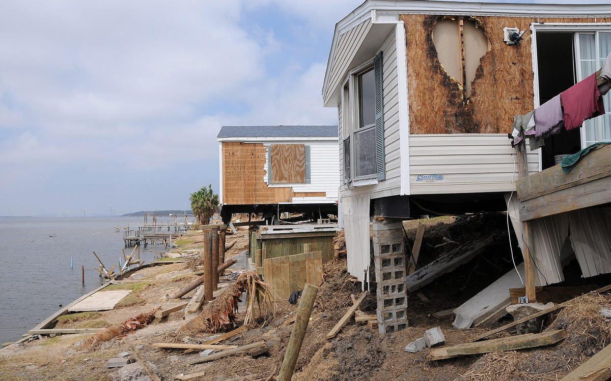 Baytown, TX, September 21, 2008 --  High winds coupled with rising tidal waters from Hurricane Ike caused extensive damage to the southeast Texas coastline as well as to mobile homes in low lying areas.  Many homes in southeast Texas were either totally destroyed or extensively damaged. Walter Jennings/FEMA