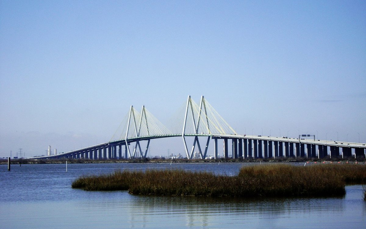 The Fred Hartman Bridge spans the Houston Ship Channel and carries State Highway 146 between the cities of Baytown and La Porte, in the U.S. state of Texas
