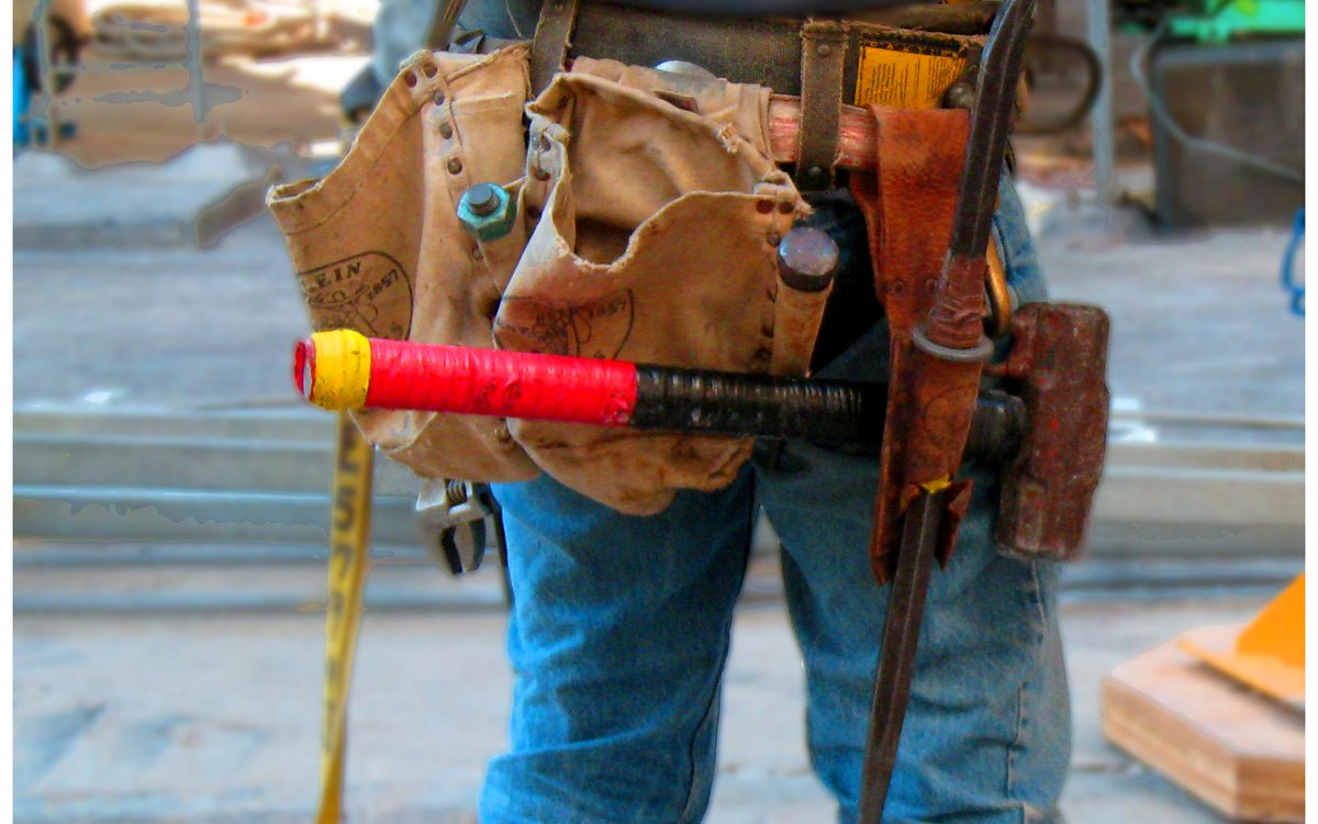 An Iron Worker close to Baytown, Texas prepares to climb the iron structure