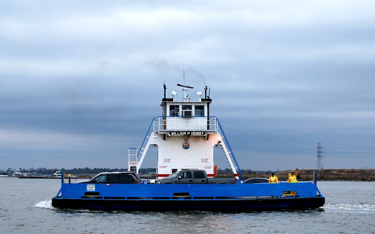 The Lynchburg Ferry is a ferry across the Houston Ship Channel in the U.S. state of Texas, connecting Crosby-Lynchburg Road in Lynchburg to the north with the former State Highway 134 and San Jacinto Battleground State Historic Site in La Porte to the south. The 1,080 feet (330 m) crossing is the oldest operating ferry service within the state of Texas. For more info see: en.wikipedia.org/wiki/Lynchburg_Ferry