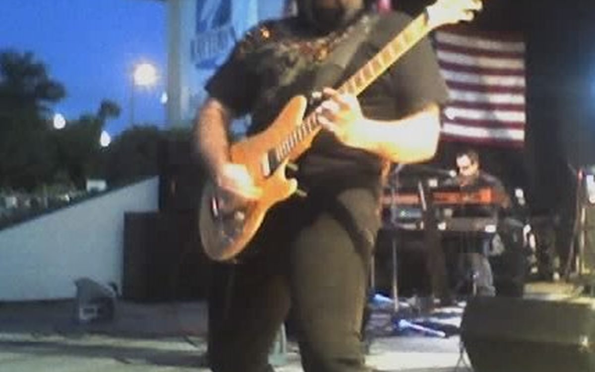 Richie Castellano, member of Blue Öyster Cult, at a live performance in Baytown, Texas