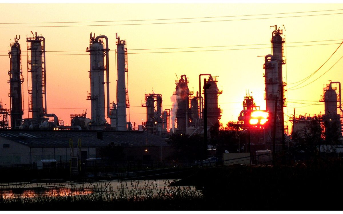 September sunrise over a chemical plant on the Houston Ship Channel near Baytown, Texas.