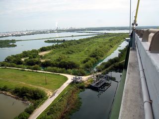 Looking out from the Fred Hartman Bridge, Baytown, 2008