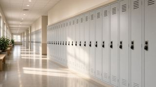 a school hallway lined with lockers